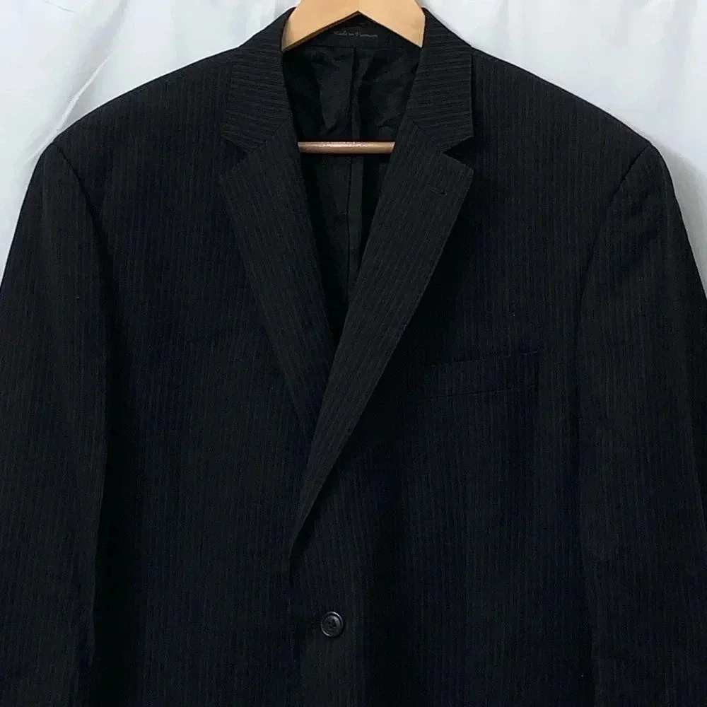Men’s Calvin Klein Black With Blue Stripes Blazer Size 46R EUC - Picture 2 of 6